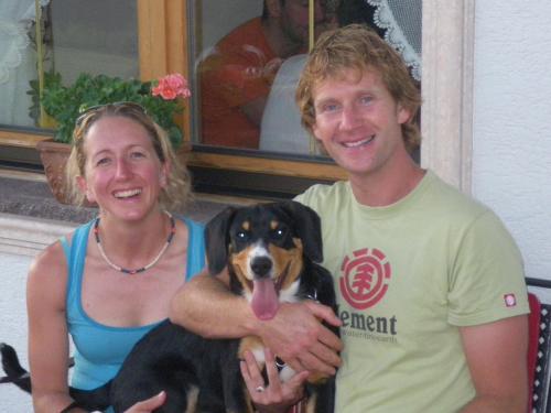 Lorraine, Andy and Petzl our dog