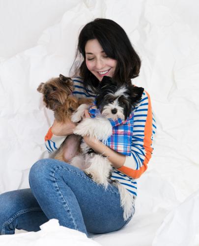 Sandra with her dogs Sasha and Jabba